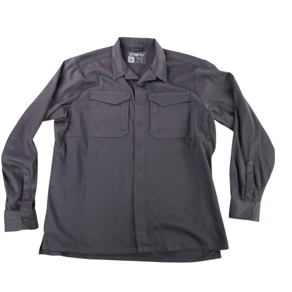 Vertx Button Down Shirt Mens Large Gray Long Sleeve Tactical Stretch VTX1475LS